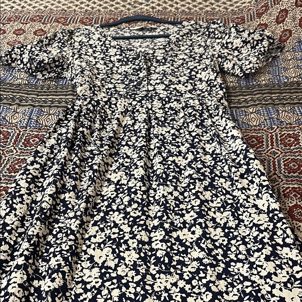Floral Black and White Dress